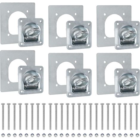 6 x Anneau D'arrimage pour Remorque, Anneaux de Remorque Cavités D'arrimage avec Contre-Plaques et 24pcs Vis, Œillets Arrimage Galvanisés Anneau Arrimage Encastrable 800 daN Accessoire Remorque (1/5)