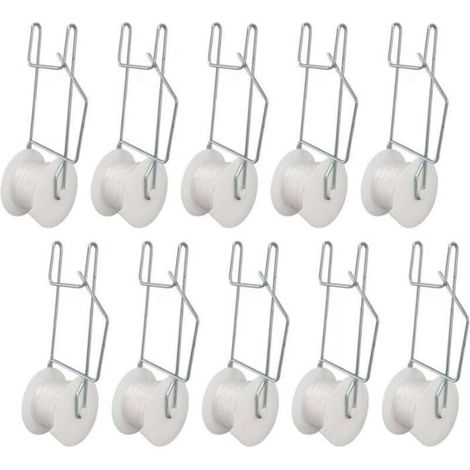 Roller Hooks for Tomatoes, 10 Pieces Galvanized Steel + Heat-Resistant Trellis 15m for Cucumbers