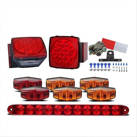 Kit de feux de remorque carrés à LED 12 V, feu de position/plaque d'immatriculation IP68 (1/5)