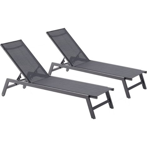 Set di 2 sdraio grigio scuro e nero PRATO (1/5)
