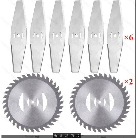 8-teiliges Set: 6 rautenförmige Sägeblätter + 2 15 cm lange Sägeblätter aus Aluminiumlegierung für Lithium-Freischneider (1/5)