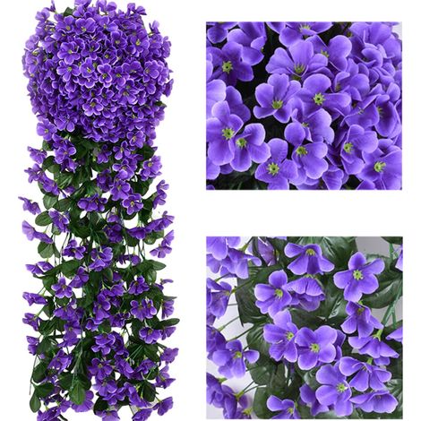 Lot de 1 lierres artificiels décoration intérieure et extérieure jardin, plantes artificielles suspendues suspendus, pour mariage, violets (violet) (1/5)