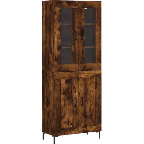 Buffet,Bahut,Meuble de Rangement haut Chêne fumé 69,5x34x180 cm Bois d'ingénierie CFW50941 (1/5)