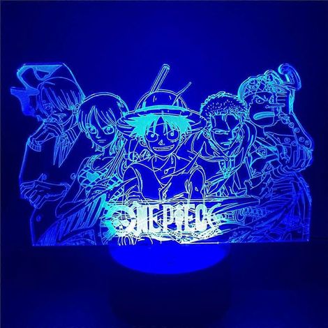 Lampe de chevet One Piece Luffy Sanji Zoro Nami, lampe de table LED 3D à effet d'optique, lampe figurine, lampe de bureau, lampe d'ambiance (1/5)