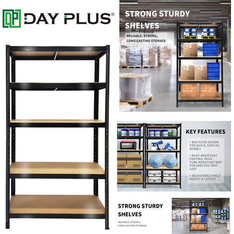 5 Tier Heavy Duty Boltless Metal Freestand Shelving Shelves Storage Unit Racking Garage - Easy to Assemble (1/5)