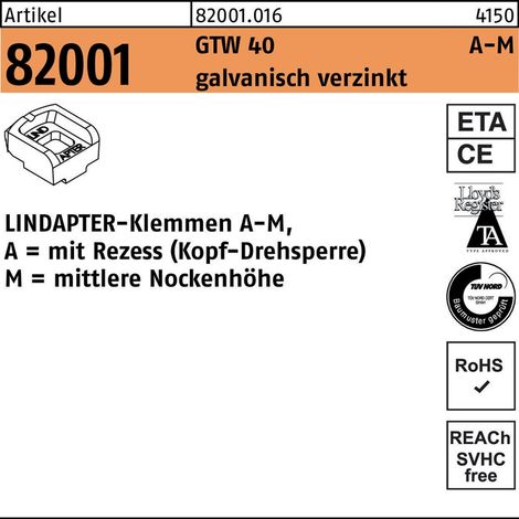 Lindapter GT A MM 8 galvanisch verzinkt, mittel S (1/2)