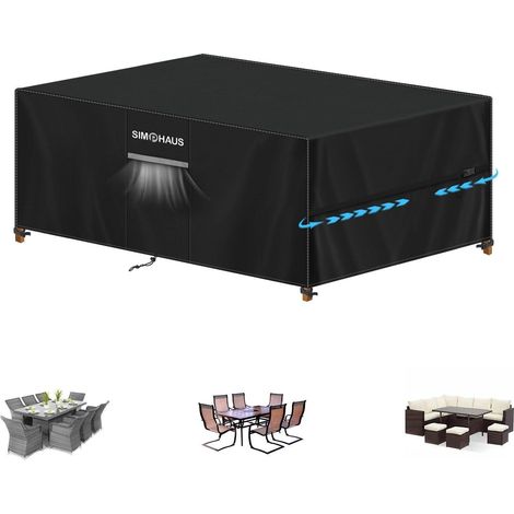 Housse de protection imperméable pour meubles de jardin 180x120x75cm, tissu Oxford 420D, antivol, respirante (1/5)