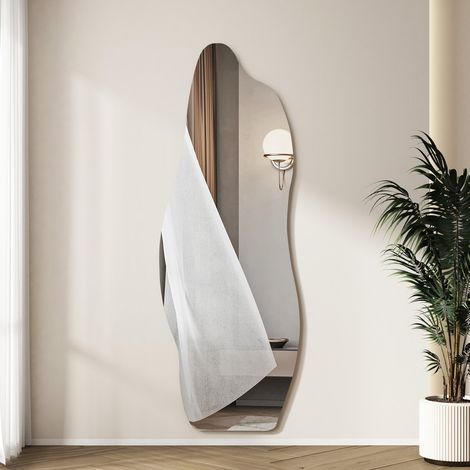 WDWRITTI Ganzkörperspiegel 60x165cm Unregelmäßiger Wandspiegel, Groß Asymmetrischer Spiegel für Ankleidezimmer, Schlafzimmer, Wohnzimmer (1/5)