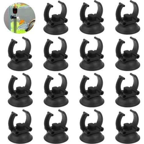 Ventouse Aquarium 50 Pièces Ventouse Aquarium Support Clips pour Chauffage Ventouse Aquarium Plastique Noir pour Tube d'eau (1/4)