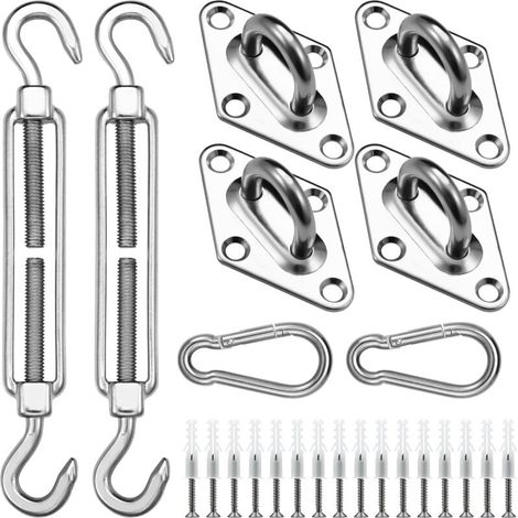 Kit de Fixation pour Voile d'ombrage, 304 Kit de matériel de Pare, pour Carré Voile d'ombrage,Toile d'ombrage Triangulaire, (1/5)