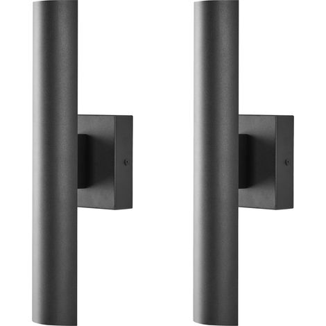 Conjunto de 2 lámparas LED de pared exterior de metal estilo moderno puerta principal porche negro Koros (1/5)