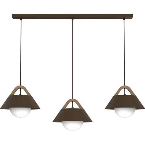 Suspension décorative 3 lumières E27 Funda Luminex brun bois clair (1/2)