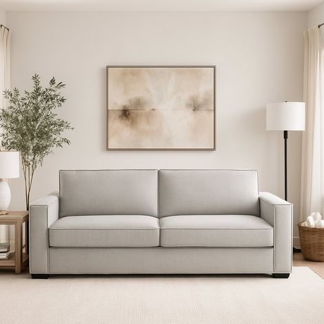 Talamo Italia Festes Sofa Manuela, Großes 2-Sitzer-Sofa, 100% Made in Italy, Wohnzimmersofa aus Stoff, mit Standard-Armlehnen, Cm 200x95h90, Grau (1/5)
