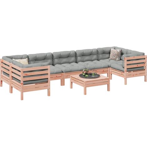 vidaXL Salon de jardin 8 pcs avec coussins sapin douglas solide (1/5)