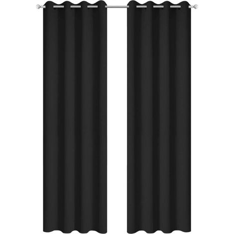2 Pièces Rideaux Occultants Thermiques pour Salon - 140x240cm - Noir (1/5)