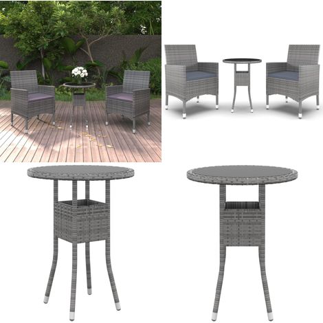 Juego de comedor de jardín 3 piezas ratán sintético gris - Mesa de jardín - Sillas de jardín