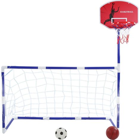 Panier de basket-ball et but de football 2-en-1 pour enfants, ensemble sportif intérieur-extérieur, jouet interactif parent-enfant (1/5)
