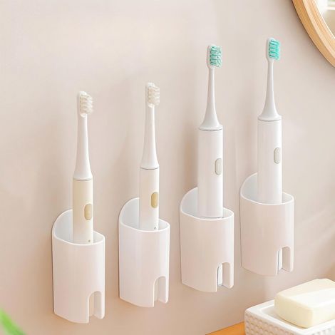 Support pour brosse à dents électrique de salle de bain - Support pour tête de brosse - Support pour brosse à dents électrique - Support mural auto-adhésif - Support pour brosse à dents - Organisateur (1/4)