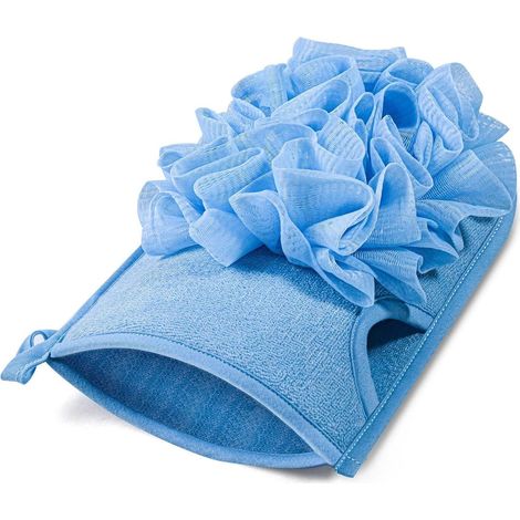 Gant Exfoliant - Gant Brossage Corps Double Face - Pour Douche Bain Sauna - Fibre De Bambou Naturelle - Taille 12 X 21 X 3,5 Cm - 1 Pièce (1/5)