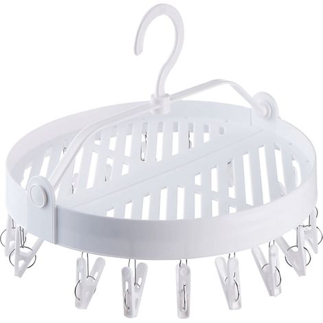 Étendoir à linge rond pliable - Séchoir chaussettes 18 pinces, anti-bascule, évacuation eau rapide, plastique robuste noir
