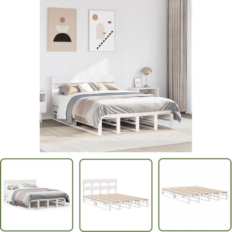 vidaXL Cadre de lit sans matelas blanc 120x200 cm bois de pin massif (1/5)