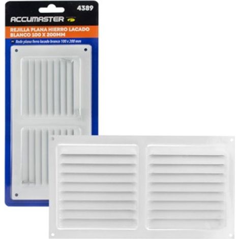 Grille plate en fer laqué blanc 100 x 200 mm