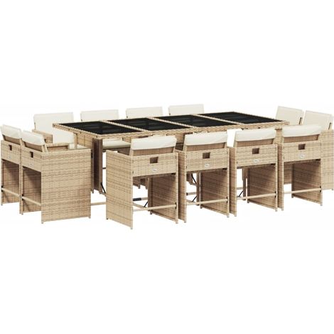 Maison Exclusive - Set da Pranzo da Giardino 13 pz con Cuscini Beige in Polyrattan