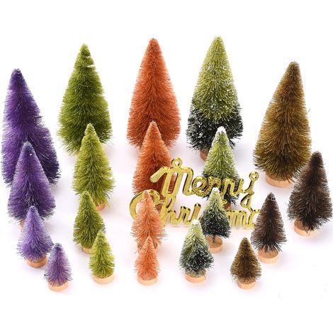 Kit de 21 Arbres de Noël Artificiels en Sisal Bois pour Décoration Fêtes (1/5)