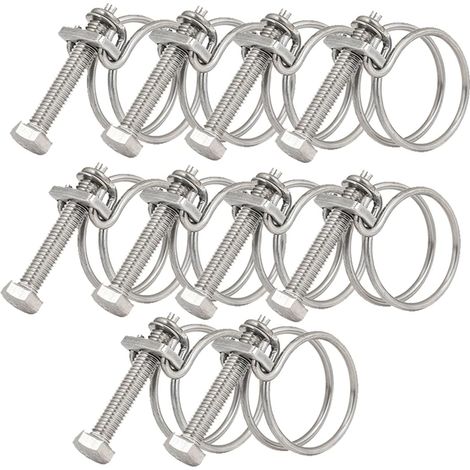 Lot de 10 colliers de serrage à double fil, réglables de 28 à 32 mm, colliers de serrage en acier inoxydable, 11 tailles en option à double fil de plomberie (1/5)