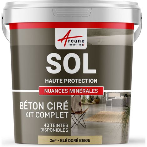 Béton ciré sol en kit Primaire et vernis de finition inclus - 2 m² (en 2 couches) Blé Doré Beige - ARCANE INDUSTRIES