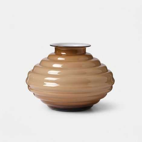 Vase décoratif ovale en verre Made in Italy Anelli 20 - Fumé multicolore (1/2)