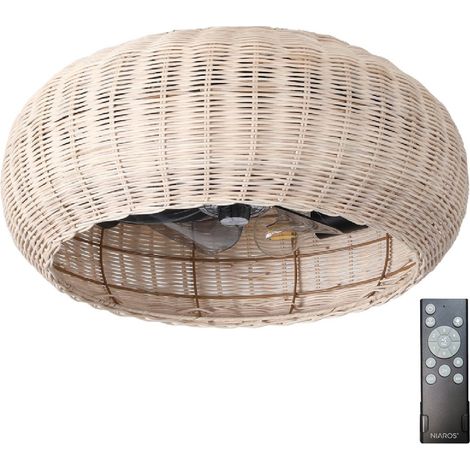 Ventilador de techo "Matera" con mando a distancia 4xE27 (20W motor DC 230V) efecto madera