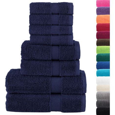 8 Piece Premium Towel Set SOLUND Navy Blue 600 gsm vidaXL