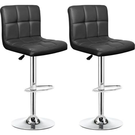 IntimaTe WM Heart 5001A03, Set di 2 sgabelli da bar in finta pelle, stile moderno, quadrato, da cucina, con schienale, colore: nero, 43 x 36 x 94.5 cm (1/5)