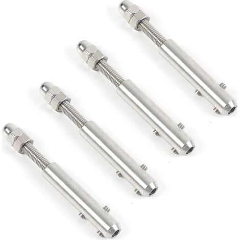 Tendeur de câble en acier inoxydable 4 mm - Serre-vis - Tension précise et résistant à la corrosion - 4 pièces - Utilisation extérieure Argent (1/5)