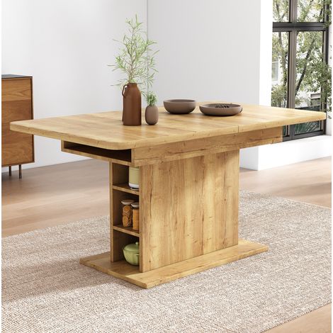 Tavolo rettangolare allungabile 110/130 x 70 x 75 cm con vano contenitore, naturale HAVRYA (1/5)