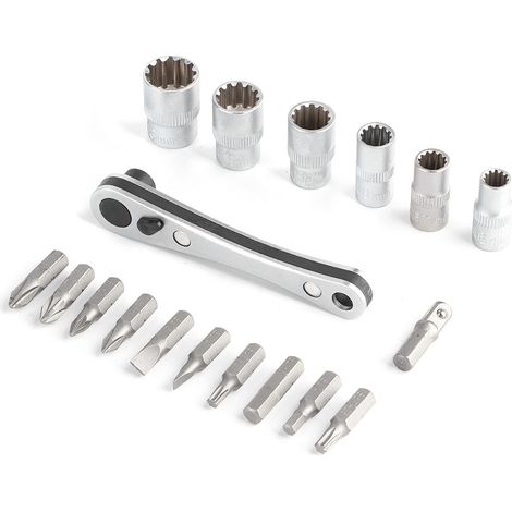 18-in-1 Mini-Ratschenschlüssel-Schraubendreher-Bit-Set (1/4 Zoll) – Multifunktions-Autoreparaturwerkzeug (1/5)