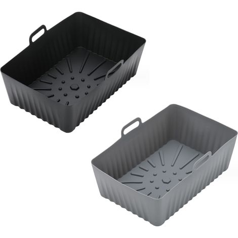 Moules en Silicone pour Air Fryer, Lot de 2 Liners Antiadhésifs Gris et Noir pour Panier de Friteuse à Air (1/5)