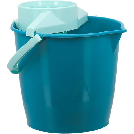 Seau plastique rond avec essoreur capacite 12l - bleu canard/aqua - Tendance (1/4)