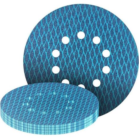 Lot de 15 disques abrasifs excentriques de 225 mm - 10 trous - Grain 60 - Forme diamant - Anti-encrassement - Pour ponceuse Giraffe (1/4)