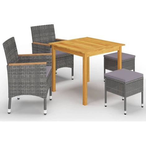 vidaXL 5 Piece Garden Dining Set Grey (147875+310615) (1/5)