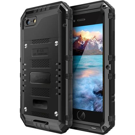 Coque étanche antichoc en aluminium pour iPhone 7 - Noir (1/4)