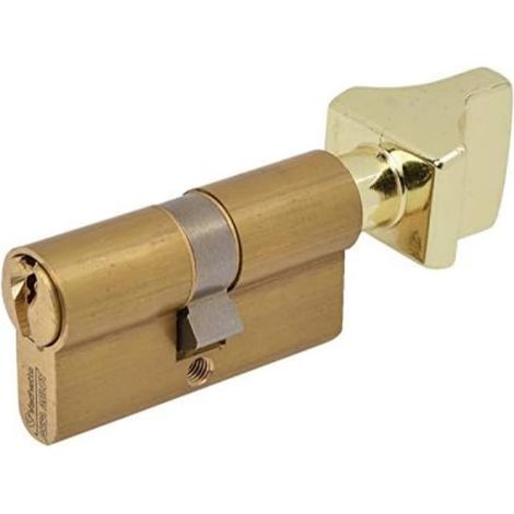 Cylindre de Serrure Mécanique pour Porte - à Bouton 30x30mm - Mécanisme 5 Goupilles Sécurisé - 3 Clés - Installation Facile - Finition Laiton (1/5)