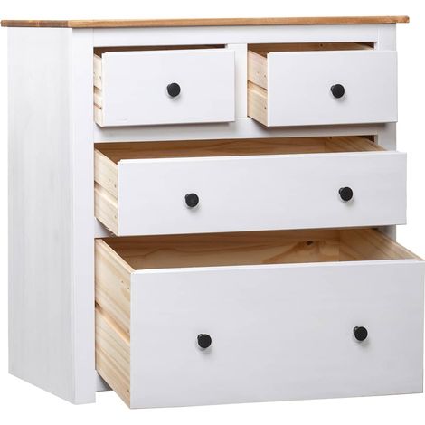 Sideboard/Anrichte/Buffet Weiß 80x40x83 cm Kiefernholz Panama LXWW246700 (1/5)