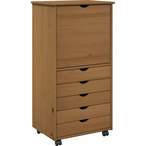 Gabinete rodante con rueda Marrón miel 53 x 39 x 103 cm vidaXL