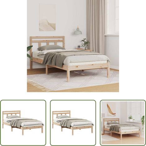 vidaXL Plattformbett -  Bettrahmen Braun 90 x 190 cm Massives Kiefernholz (1/5)