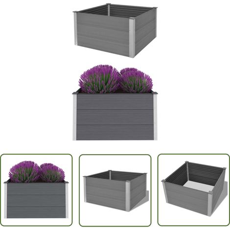 SKM Lit surélevé de jardin WPC 100x100x54 cm Gris (1/5)