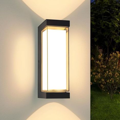 Applique murale extérieure LED 24W – 3000 lm, 3000K blanc chaud, IP65 étanche, design double abat-jour, lampe murale pour porche et façade (1/4)