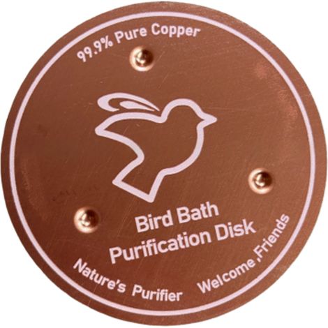 1 disque de purification d'eau en cuivre pur, 0,8 mm, conception à trois points, sans produits chimiques, pour bains d'oiseaux et fontaines extérieures (1/5)