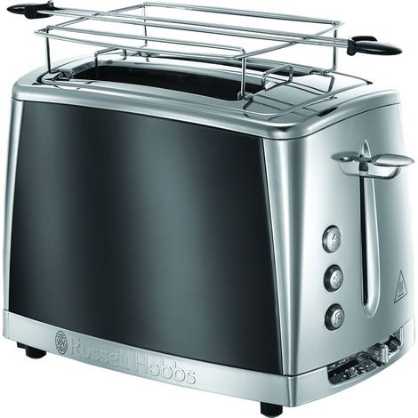 Russell Hobbs Tostapane - 2 Fette - Acciaio Inox Color Grigio Scomparti per toast extra larghi 6 livelli di doratura Funzione di Scongelamento e Riscaldamento, 1550 W, Luna 23221-56 (1/4)